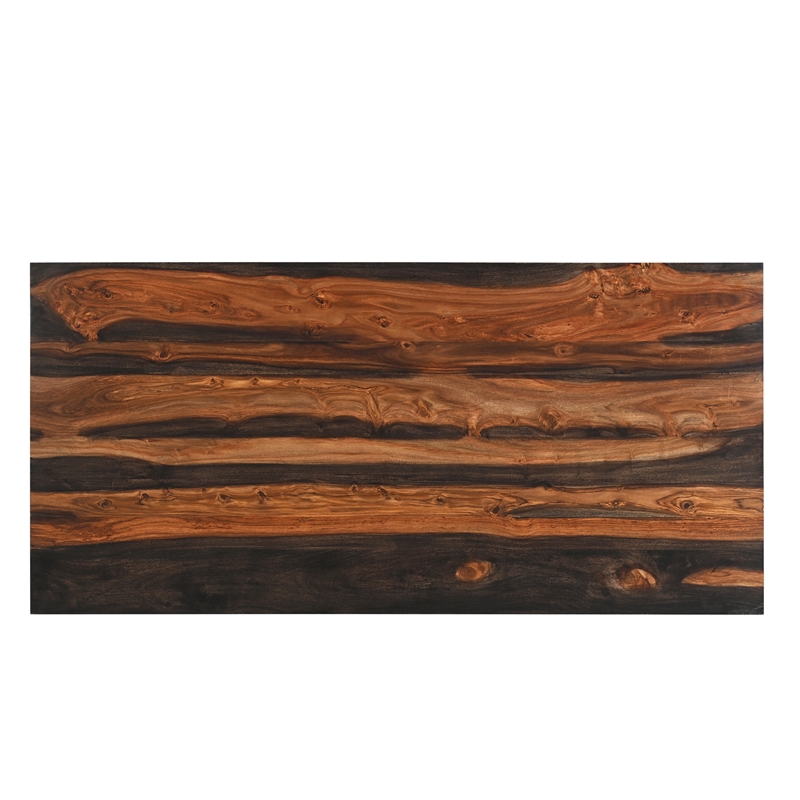 Taran Designs Darcy 3-drawer Live Edge Solid Wood Writing Desk in Dark Brown