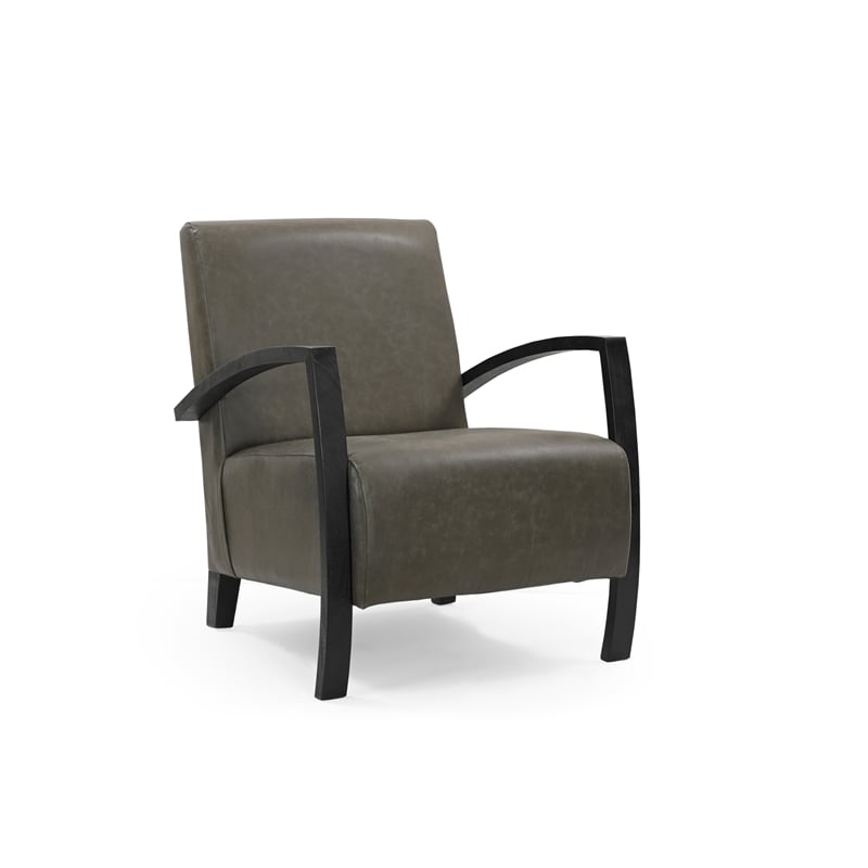 Taran Designs Kenneth Leather Upholstered Solid Wood Accent Chair in Green/Black