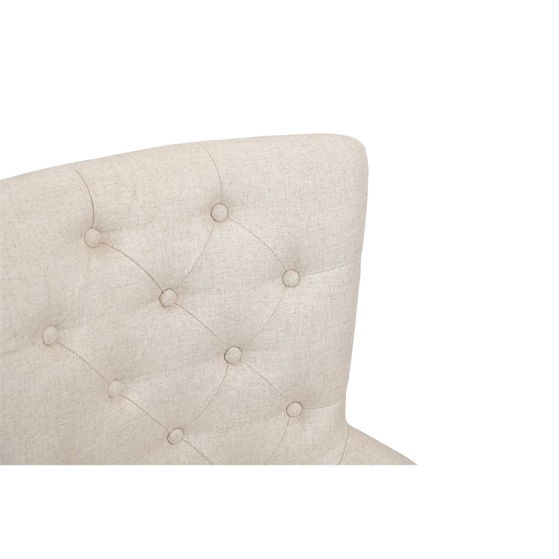 Taran Designs Kenneth Upholstered Solid Wood Armchair in Beige