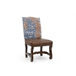 Taran Designs Kenneth Chenille/Leather Dining Chairs (Set of 2) in Blue/Brown