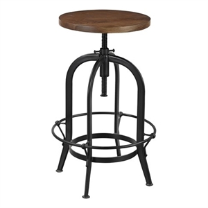 Taran Designs Talia Adjustable Height Solid Wood Stool in Brown/Black