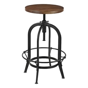 Taran Designs Talia Adjustable Height Solid Wood Stool in Brown/Black