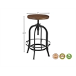 Taran Designs Talia Adjustable Height Solid Wood Stool in Brown/Black