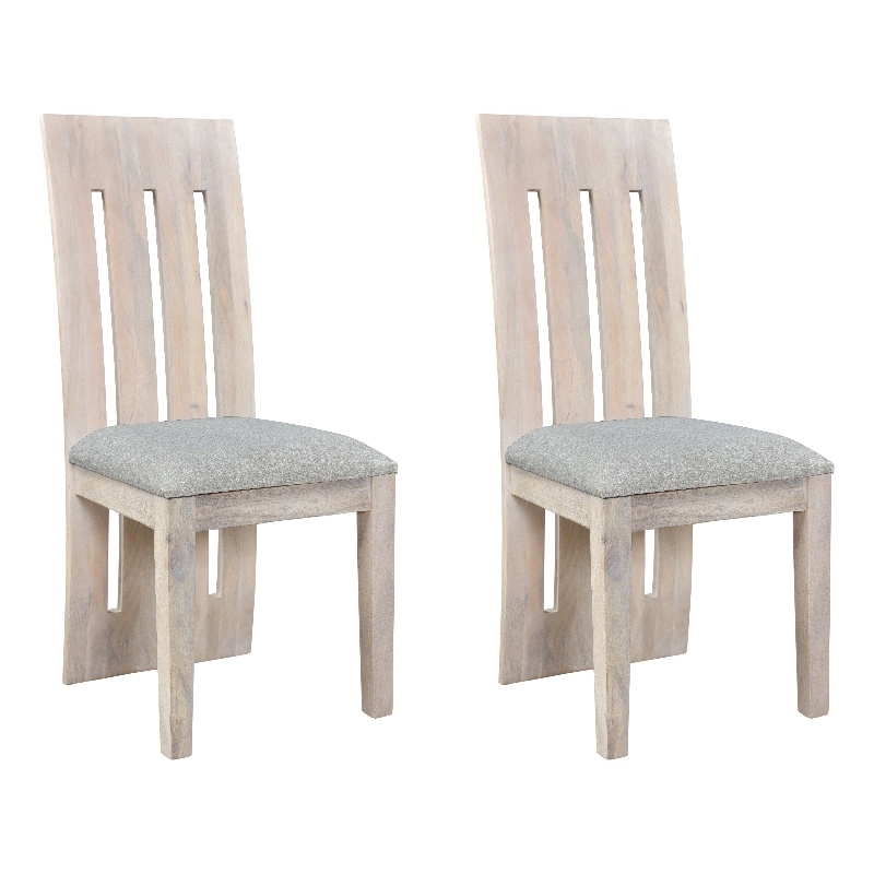 Taran Designs Quincy Upholstered Solid Wood Dining Chairs (Set of 2) in White