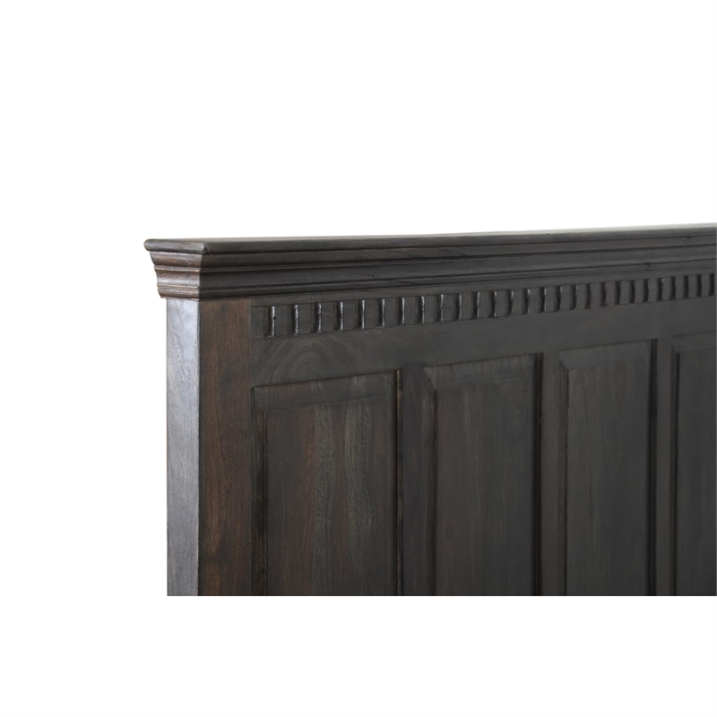 Taran Designs Solid Wood Queen Panel Bed in Dark Brown