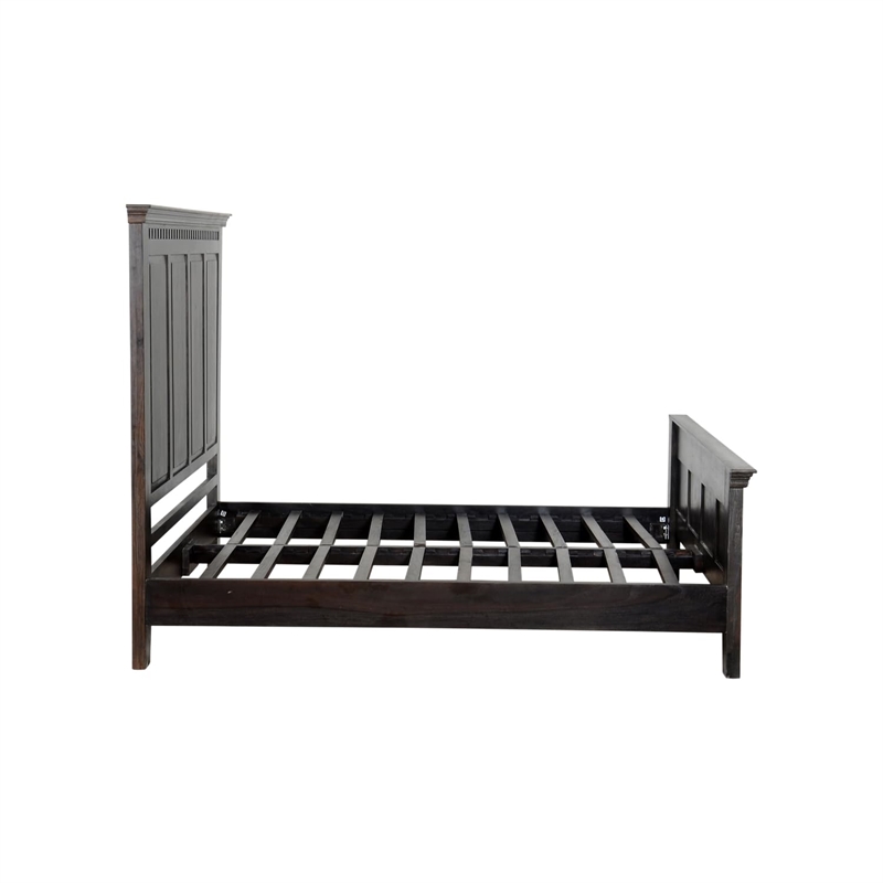 Taran Designs Solid Wood Queen Panel Bed in Dark Brown