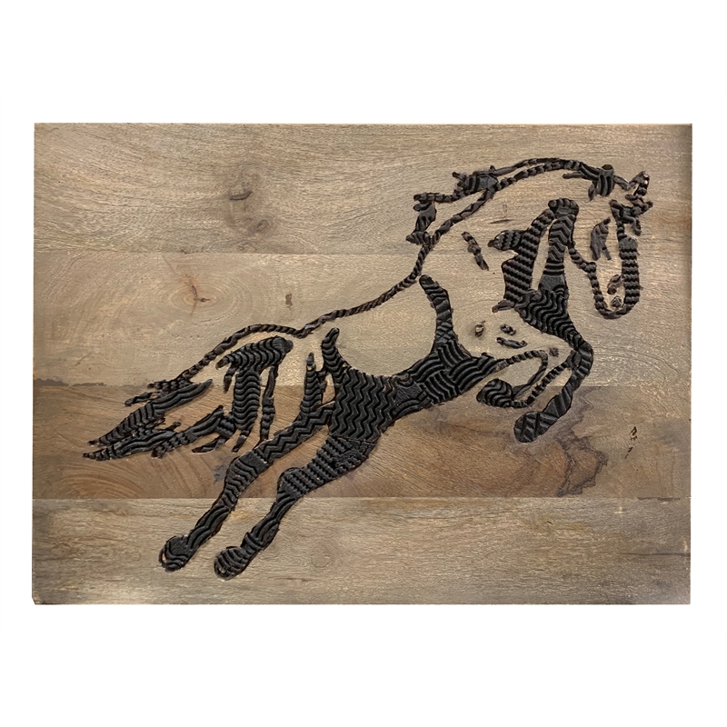 Taran Designs Martin Solid Wood Inlay Wall Art in Brown/Black