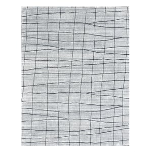Taran Designs 8' x 10' Abstract Wool Area Rug in White/Dark Gray