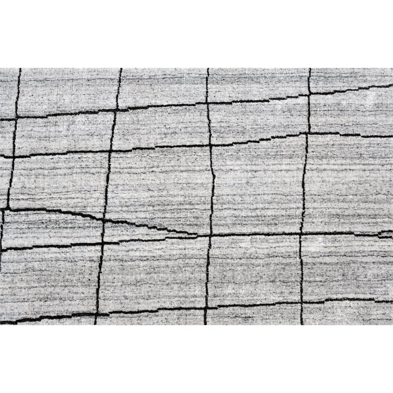 Taran Designs 6' x 9' Abstract Wool Area Rug in White/Dark Gray