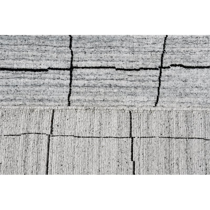Taran Designs 6' x 9' Abstract Wool Area Rug in White/Dark Gray