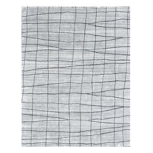 Taran Designs 6' x 9' Abstract Wool Area Rug in White/Dark Gray