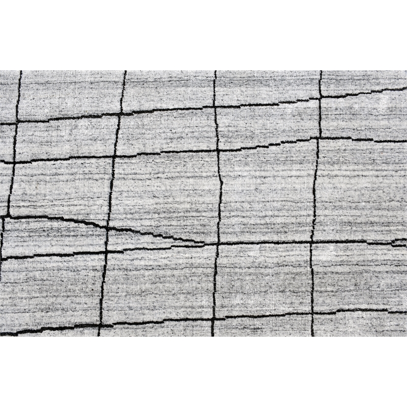 Taran Designs 5' x 8' Abstract Wool Area Rug in White/Dark Gray