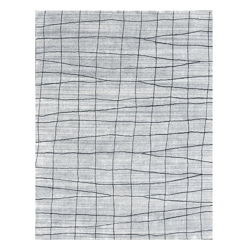 Taran Designs 5' x 8' Abstract Wool Area Rug in White/Dark Gray