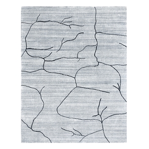 Taran Designs 6' x 9' Abstract Wool Area Rug in White/Dark Gray