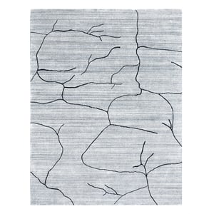 Taran Designs 5' x 8' Abstract Wool Area Rug in White/Dark Gray