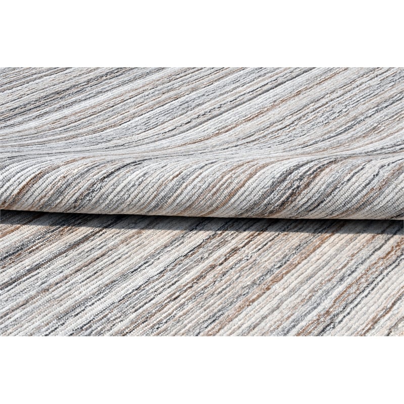 Taran Designs 8' x 10' Abstract Stripe Wool Area Rug in Gray Multicolor