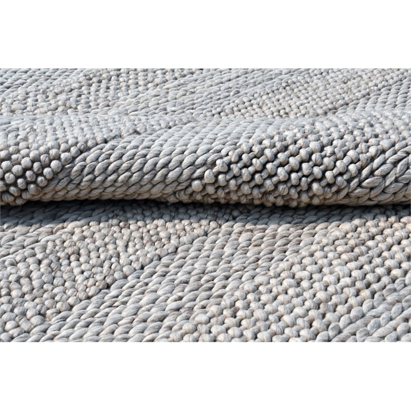 Taran Designs 8' x 10' Contemporary Abstract Stripe Wool Area Rug in Beige