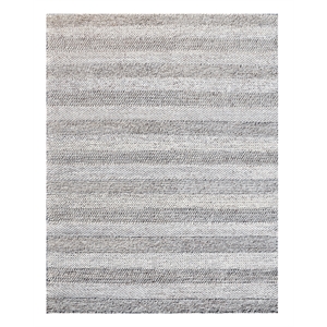 Taran Designs 8' x 10' Contemporary Abstract Stripe Wool Area Rug in Beige