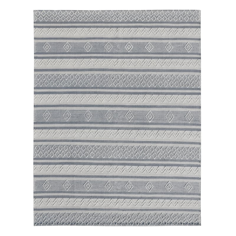 Taran Designs 8' x 10' Geometric Wool Area Rug in White/Gray