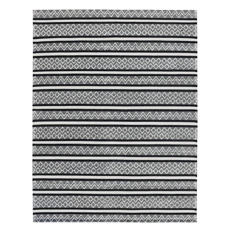 Taran Designs 8' x 10' Geometric Pattern Wool Area Rug in White/Black