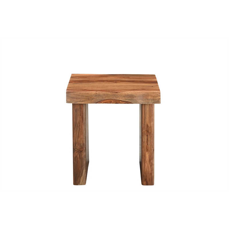 Taran Designs Darcy Live Edge Solid Wood End Table in Brown