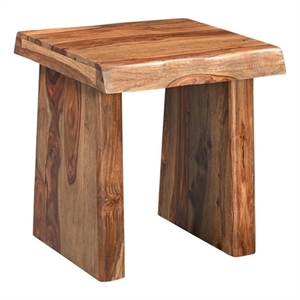 Taran Designs Darcy Live Edge Solid Wood End Table in Brown