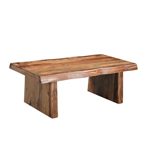Taran Designs Darcy Live Edge Solid Wood Coffee Table in Brown