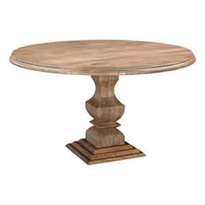 Taran Designs Lawrence 54&quot Round Wood Pedestal Dining Table in Dark Brown