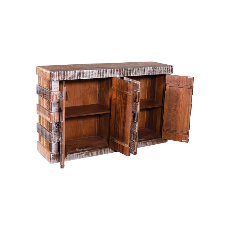 Taran Designs Milton 4-door Solid Wood Sideboard in Dark Brown