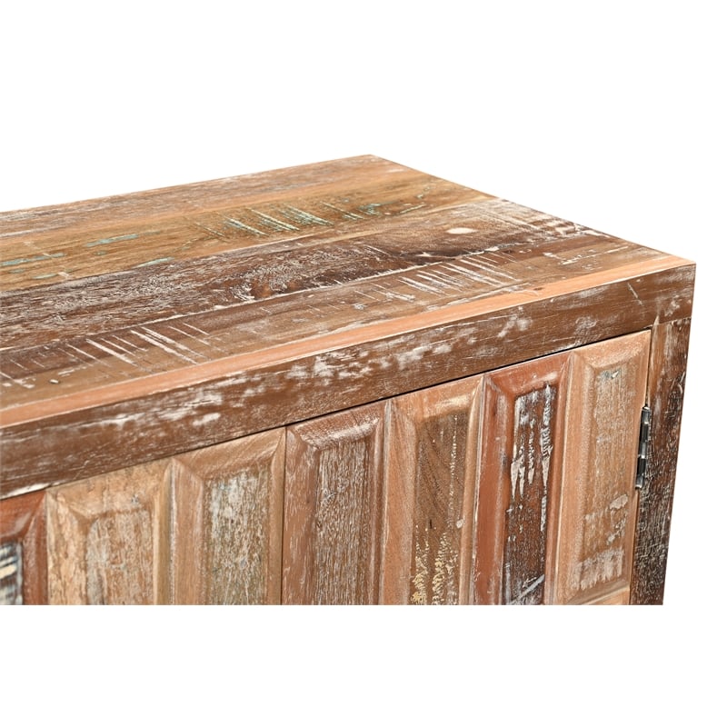Taran Designs Milton 4-door Solid Wood Sideboard in Multicolor Brown