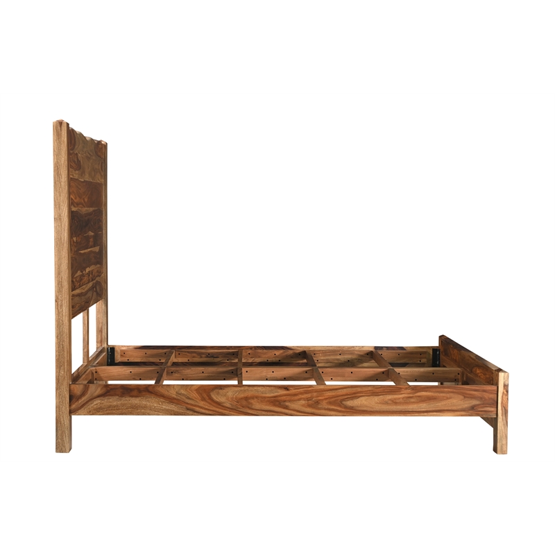 Taran Designs Darcy Live Edge Solid Wood Queen Panel Bed in Brown