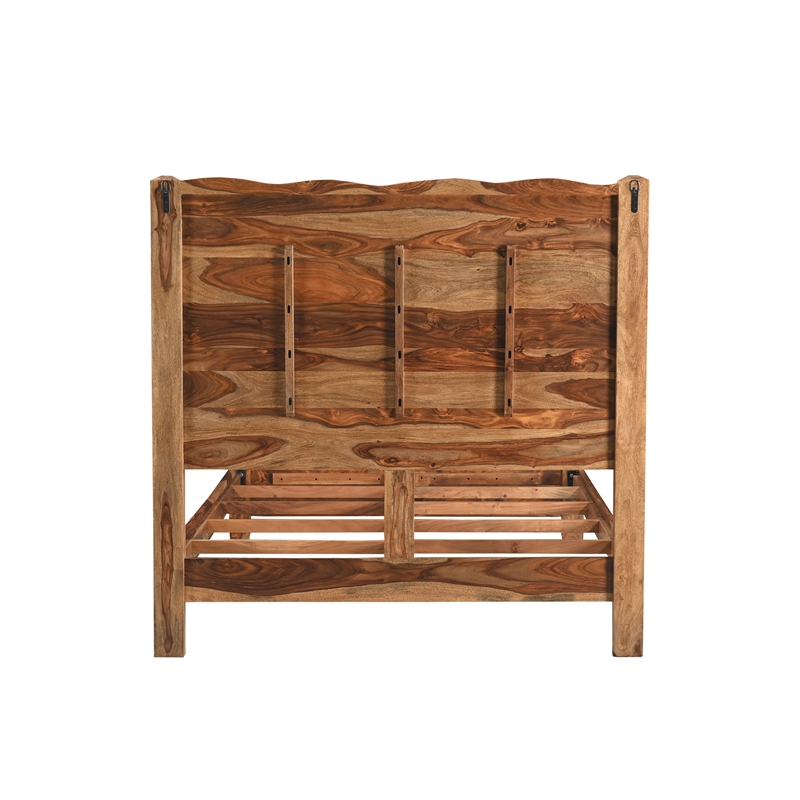 Taran Designs Darcy Live Edge Solid Wood Queen Panel Bed in Brown