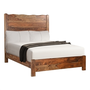 Taran Designs Darcy Live Edge Solid Wood Queen Panel Bed in Brown