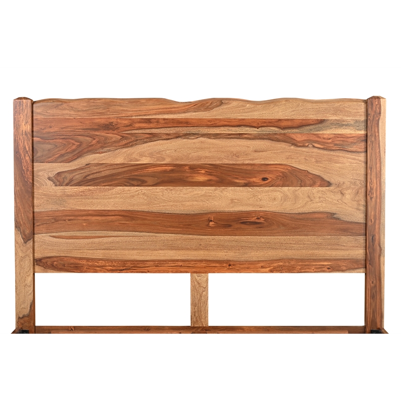 Taran Designs Darcy Live Edge Solid Wood King Panel Bed in Brown