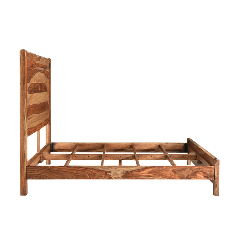 Taran Designs Darcy Live Edge Solid Wood King Panel Bed in Brown
