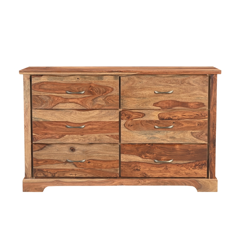 Taran Designs Darcy 6-drawer Live Edge Solid Wood Dresser in Brown