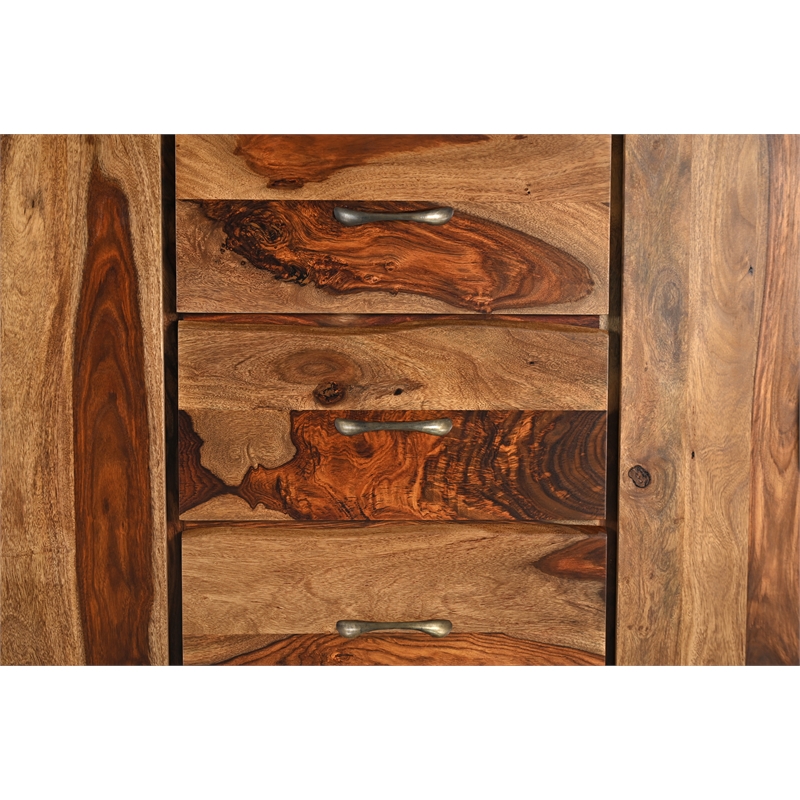 Taran Designs Darcy 3-drawer 4-door Live Edge Solid Wood Sideboard in Brown