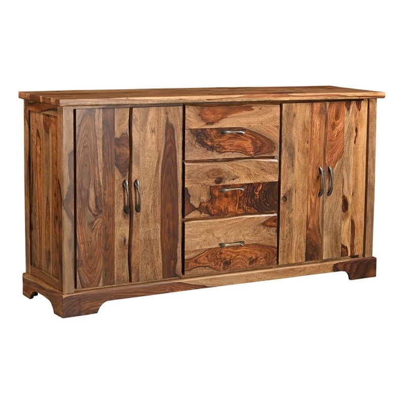 Taran Designs Darcy 3-drawer 4-door Live Edge Solid Wood Sideboard in Brown