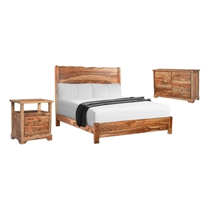 Taran Designs Darcy 3-piece Solid Wood King Bedroom Set in Brown