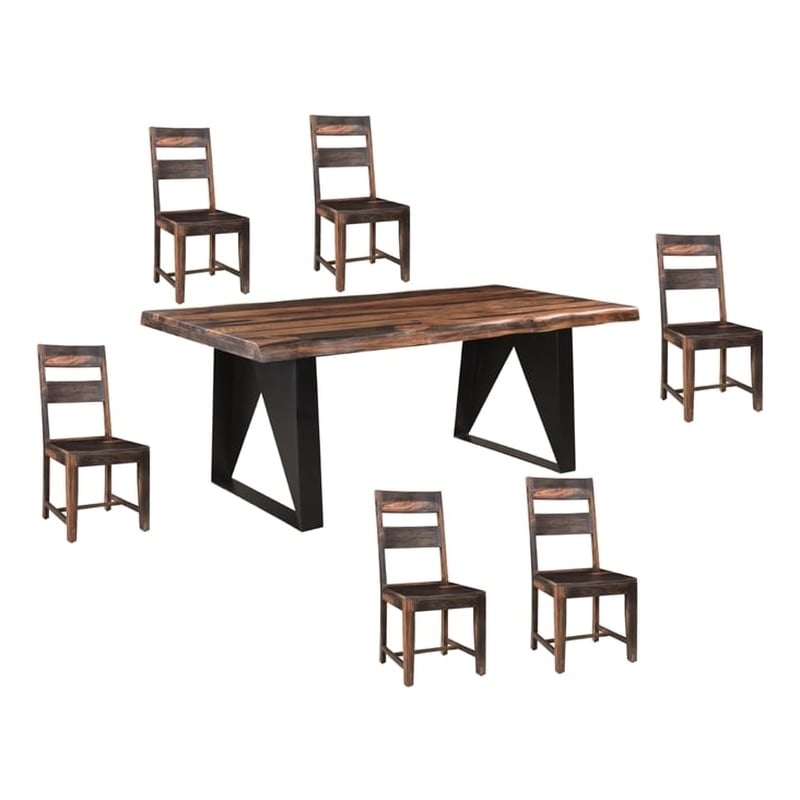 Taran Designs Darcy 7-piece Solid Wood Dining Set in Dark Brown