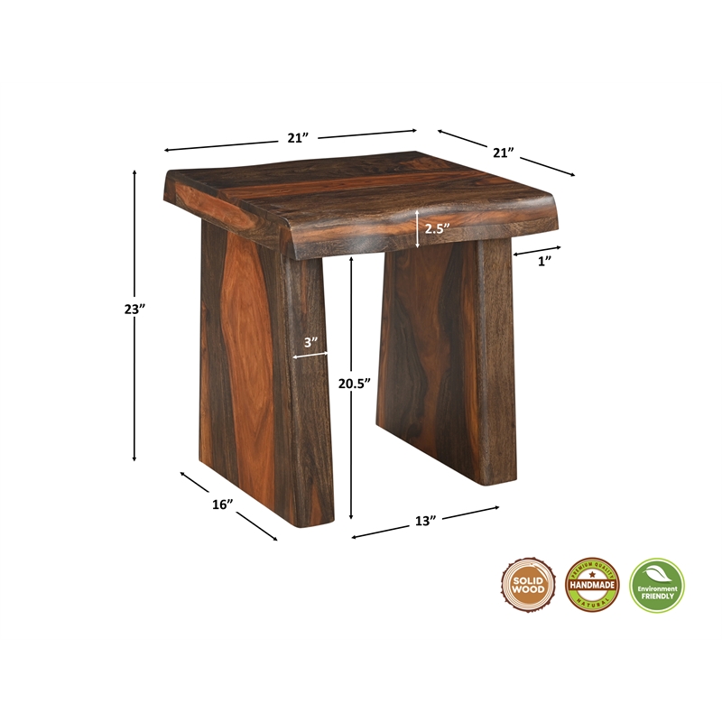 Taran Designs Darcy 2-piece Solid Wood Living Room Table Set in Dark Brown