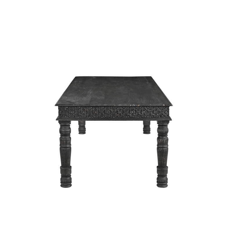 Taran Designs Milton 9-piece Carved Solid Wood Dining Set in Black