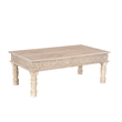 Taran Designs Milton 2-piece Carved Solid Wood Living Room Table Set in White