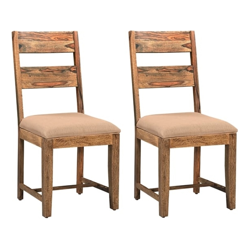 Taran Designs Darcy Upholstered Solid Wood Dining Chairs (Set of 2) in Brown
