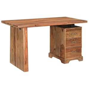 Taran Designs Darcy 3-drawer Live Edge Solid Wood Writing Desk in Brown