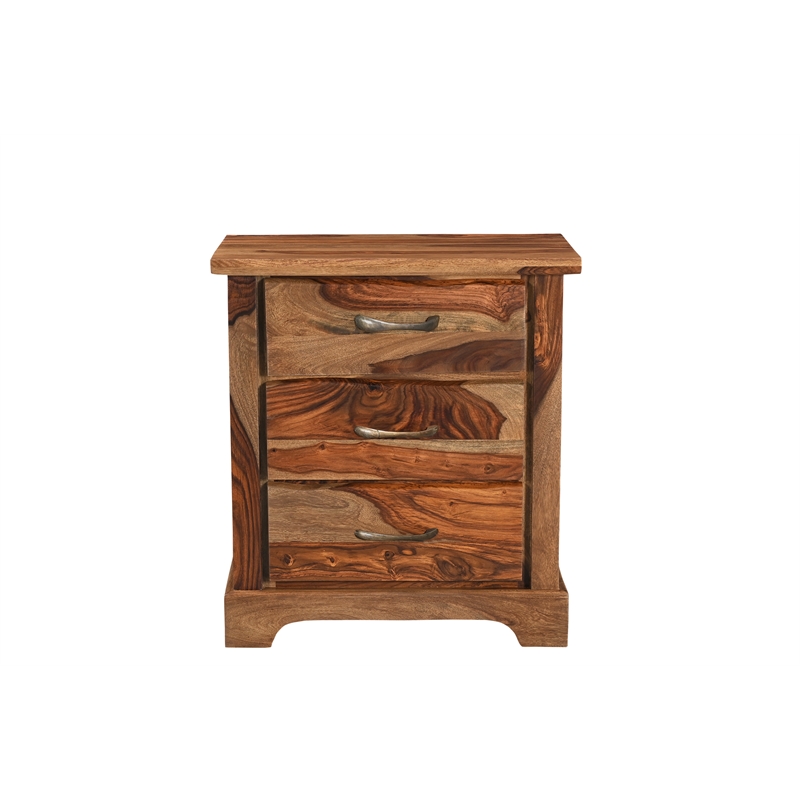 Taran Designs Darcy 3-piece Live Edge Solid Wood Bedroom Set in Brown