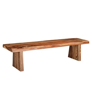 Taran Designs Darcy 75&quot Live Edge Solid Wood Dining Bench in Brown
