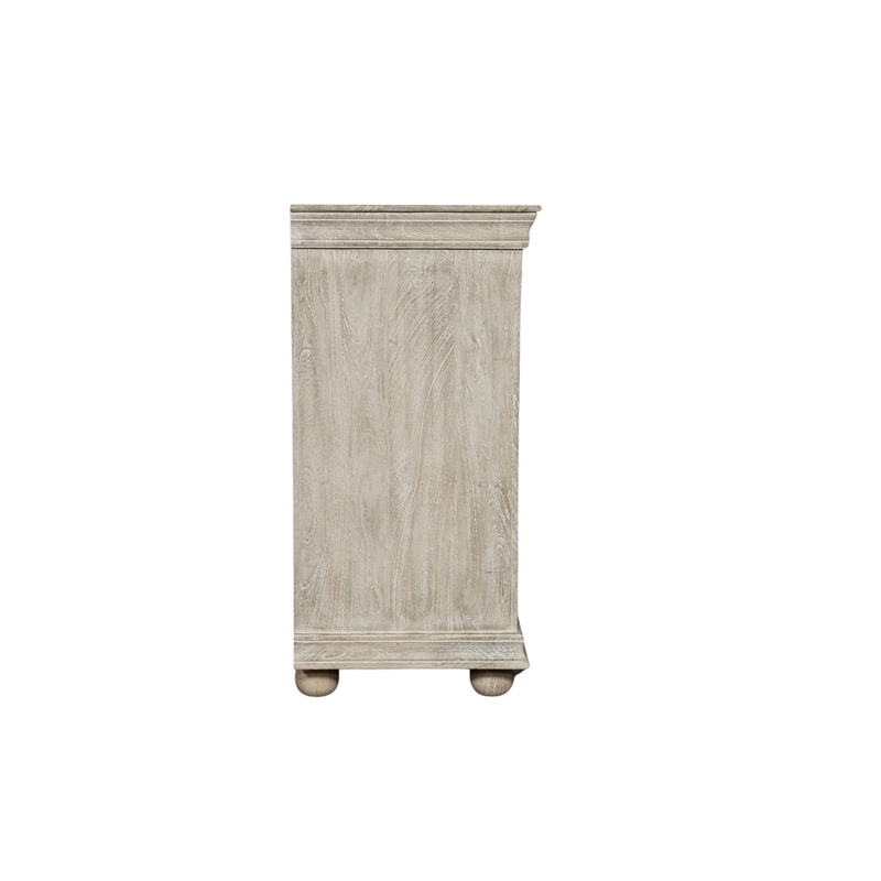 Taran Designs Fillian Floral Carved Solid Wood Sideboard in White