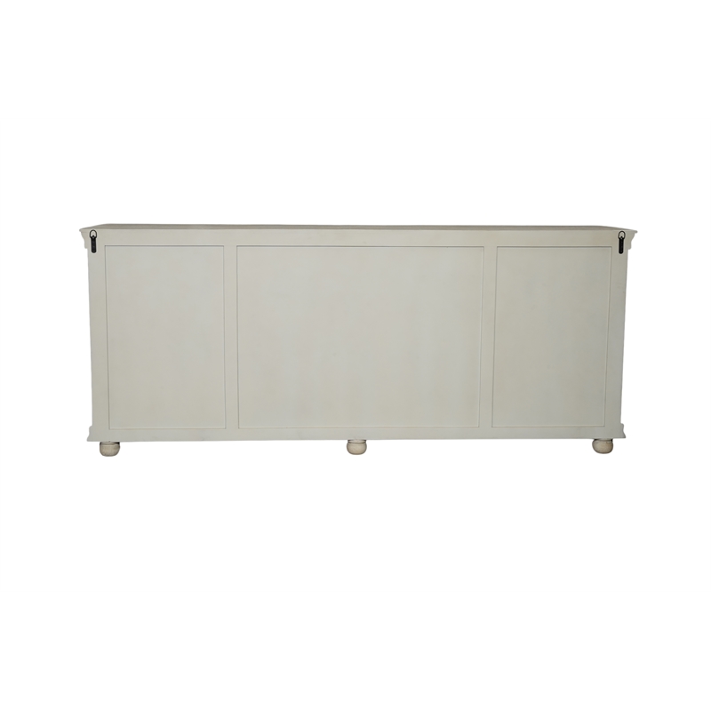 Taran Designs Fillian Floral Carved Solid Wood Sideboard in White