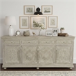 Taran Designs Fillian Floral Carved Solid Wood Sideboard in White